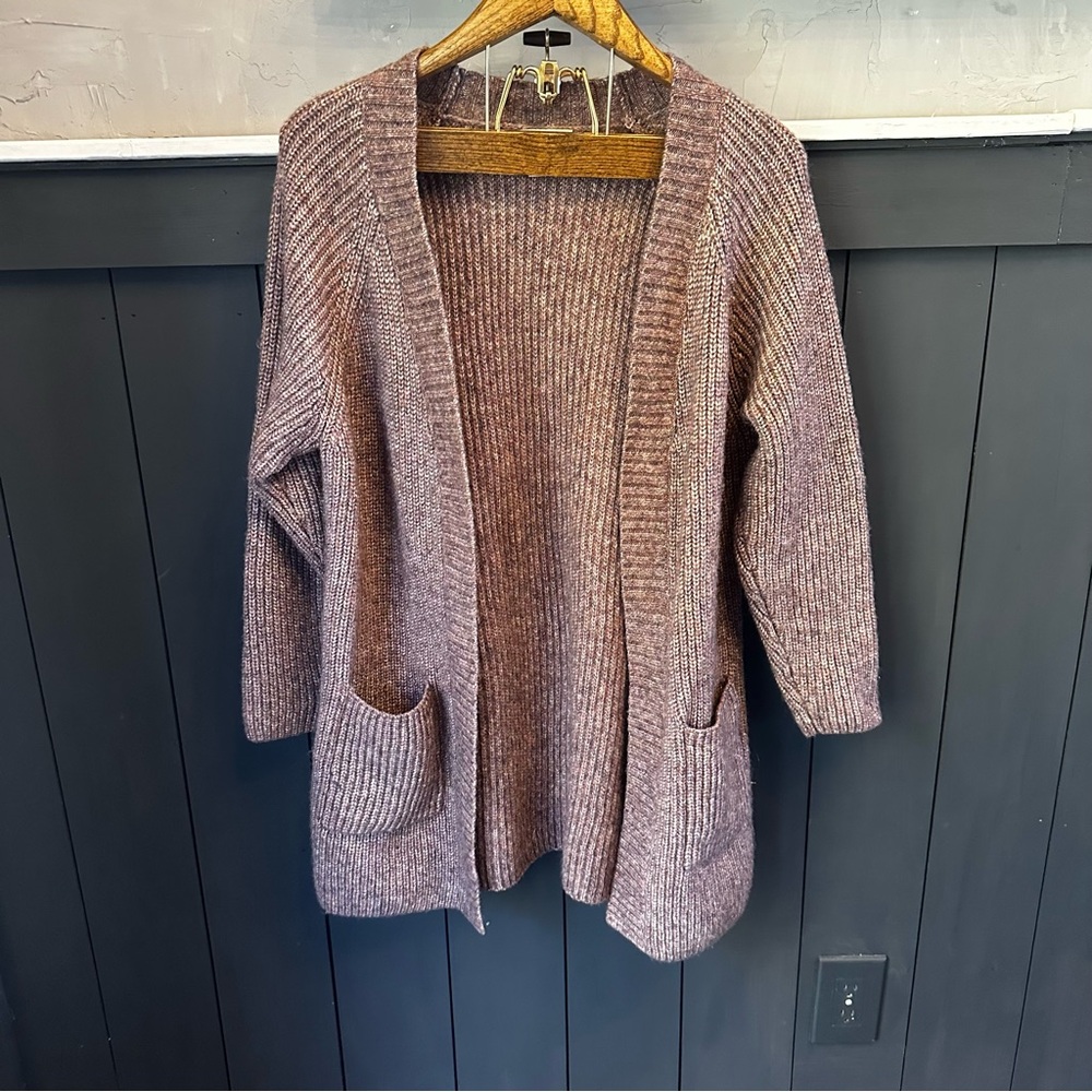 CJ Banks Cozy Mauve‎ Open-Front Sweater Long Cardigan Sweater Size 1X